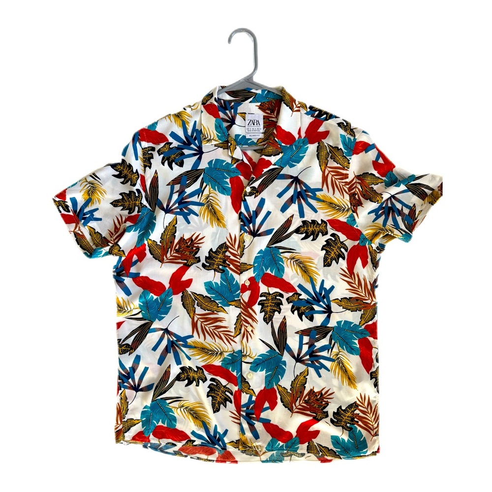 Zara Men’s Escape Floral Button-Up Shirt – Size M